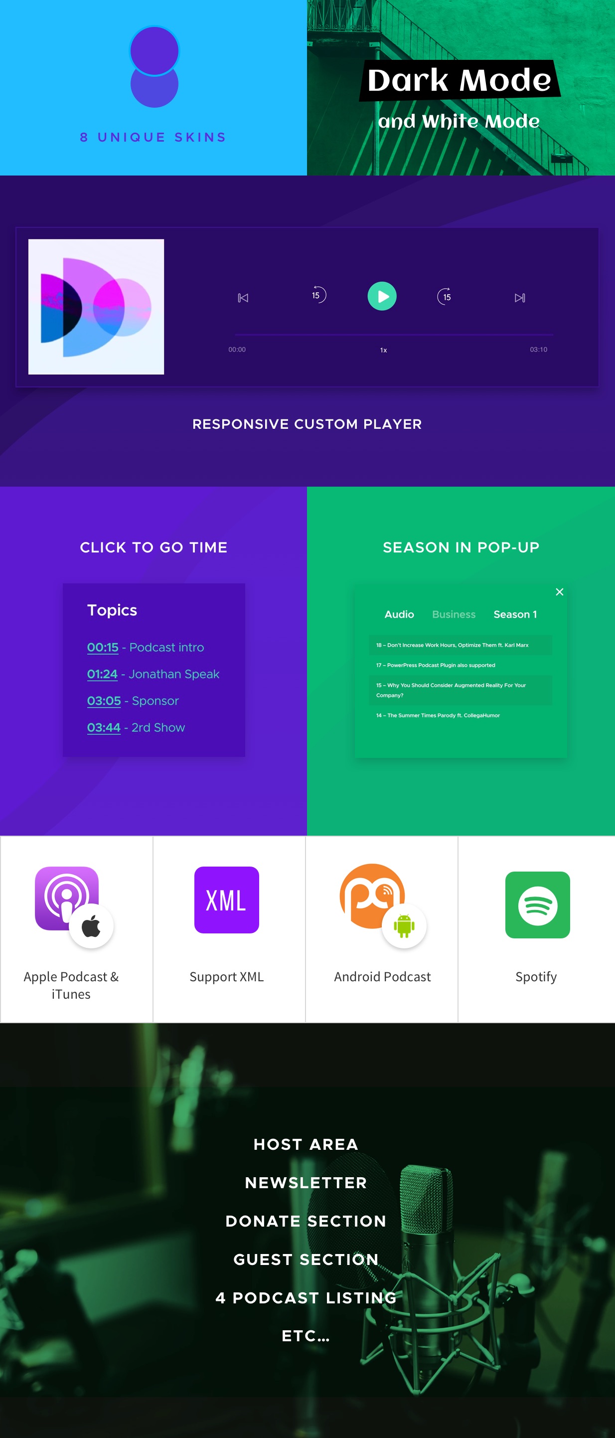 Fastcast - Podcast WordPress Theme + 8 Skins + Dark & White Mode - 2